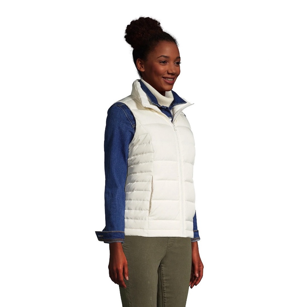 Lands' End Women's White Down Puffer Vest Size Small